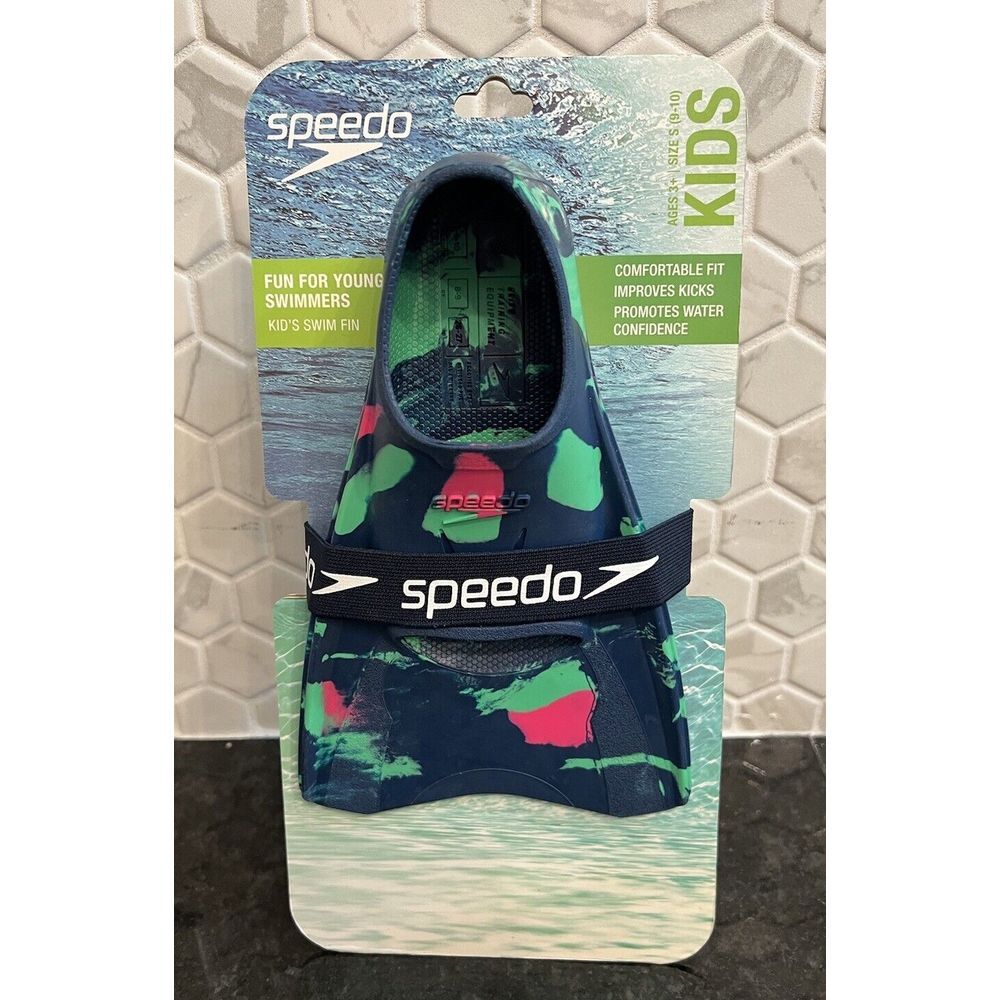 Speedo Kids Swim Fin Size Sm 9-10 ‎ Green Marble